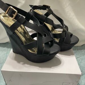 Black Wedge Sandals